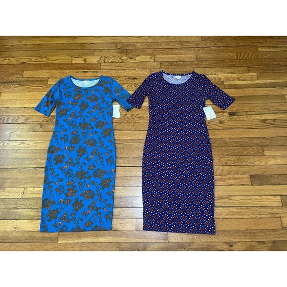 LulaRoe Julia Dress Women's Size XS Lot of 2! Long Half Sleeve NWT - Picture 1 of 5